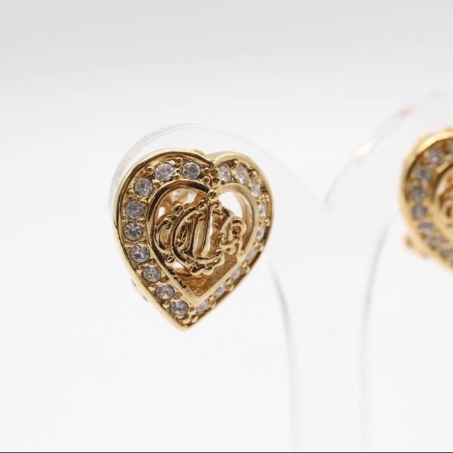Christian Dior 金色徽章水鑽心型耳夾 Vintage 美品 南瓜馬車系列✨-7