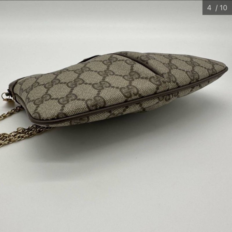 GUCCI 經典雪莉 麻花金鏈 復古棕色單肩包 Vintage-3