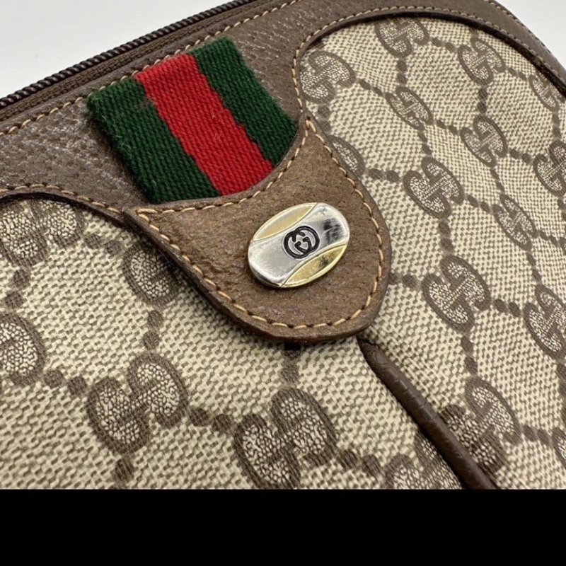 GUCCI 經典雪莉 麻花金鏈 復古棕色單肩包 Vintage-5