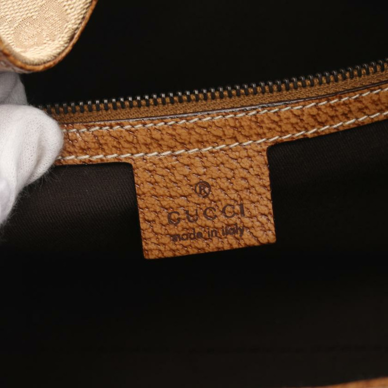 【日本直送】 中古GUCCI[B]New Jackie GG帆布 肩包 真皮 米色 淺棕色-3