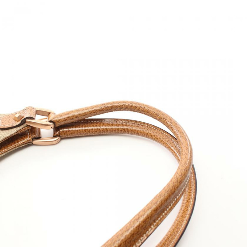 【日本直送】 中古GUCCI[B]New Jackie GG帆布 肩包 真皮 米色 淺棕色-5