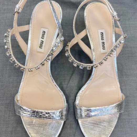 Miu Miu銀色絕美的水晶跟鞋(保留下標)-0