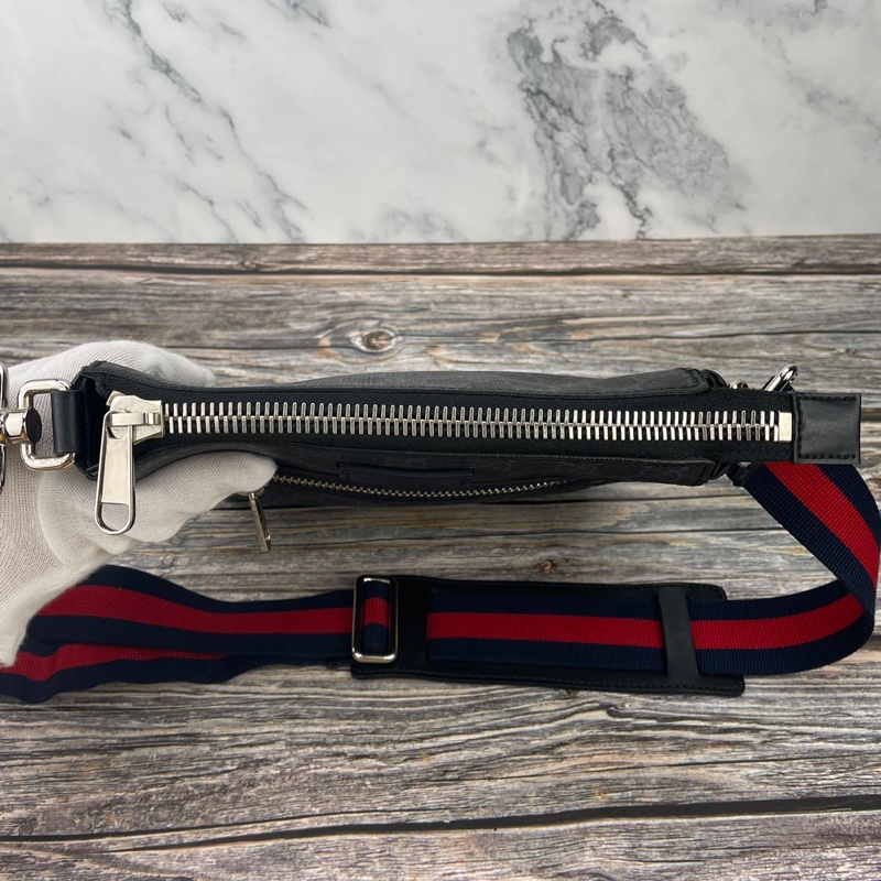 GUCCI 523599 經典GG Supreme藍紅藍織帶拉鍊 #郵差包/ #斜背包 / #肩背包-16