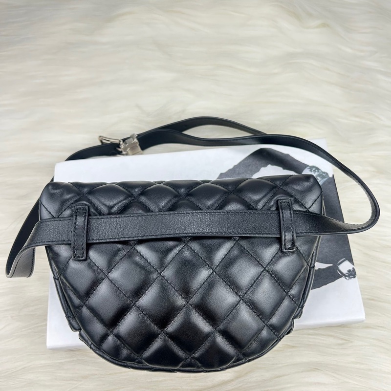 CHANEL 香奈兒 #員工包#櫃姐包# 牛皮黑銀元寶腰包 單肩包 斜挎包-5
