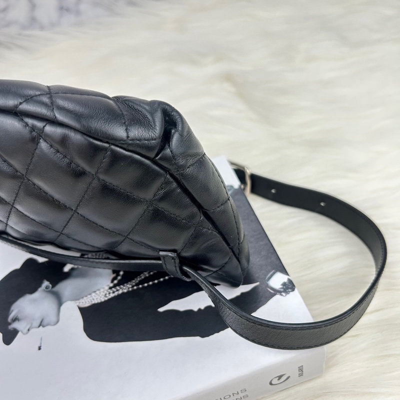 CHANEL 香奈兒 #員工包#櫃姐包# 牛皮黑銀元寶腰包 單肩包 斜挎包-13