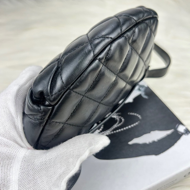 CHANEL 香奈兒 #員工包#櫃姐包# 牛皮黑銀元寶腰包 單肩包 斜挎包-14