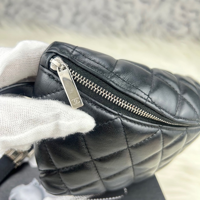 CHANEL 香奈兒 #員工包#櫃姐包# 牛皮黑銀元寶腰包 單肩包 斜挎包-20