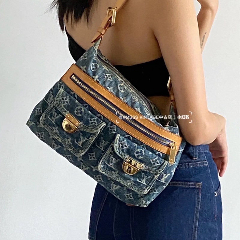 LV單寧牛仔單肩背包  斜挎包-1