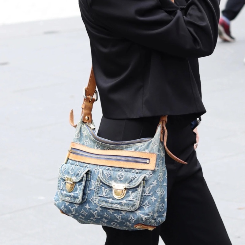 LV單寧牛仔單肩背包  斜挎包-3