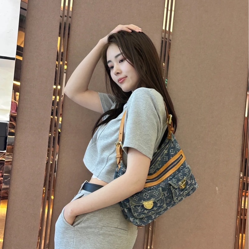 LV單寧牛仔單肩背包  斜挎包-26