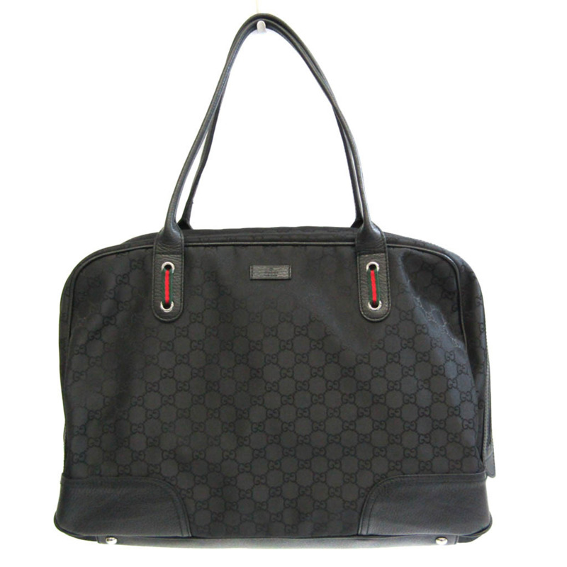 【日本直送】Gucci 293595 女式，男式尼龍，皮革波士頓包，手提包黑色-0