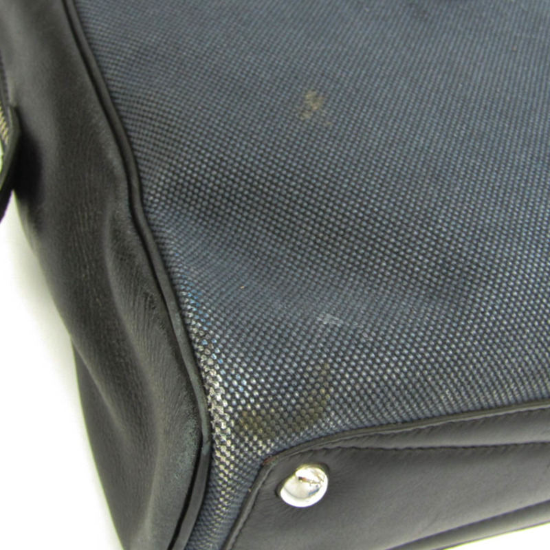 【日本直送】Hermes Victoria 男士,女士帆布,皮革波士頓包黑色,海軍藍-4