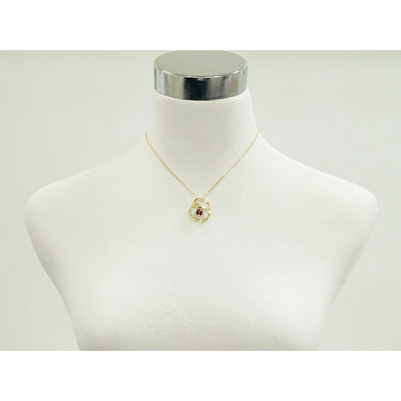 正品御木本 MIKIMOTO 珍珠 5 毫米紫色石英鑽石 5P 750 K18 YG 項鍊吊墜黃色黃金白色紫色配件珠寶二手-4