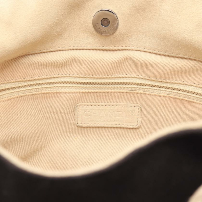 【日本直送】 中古CHANEL[BC]fishnet 雙C標誌 山茶花 帆布手提包托特包 絨面革 小羊皮 釉面皮 黑色 象牙白 多彩色-3