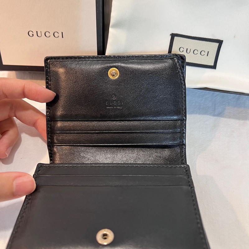 GUCCI GG MARMONT牛皮卡片小短夾(黑色)-2