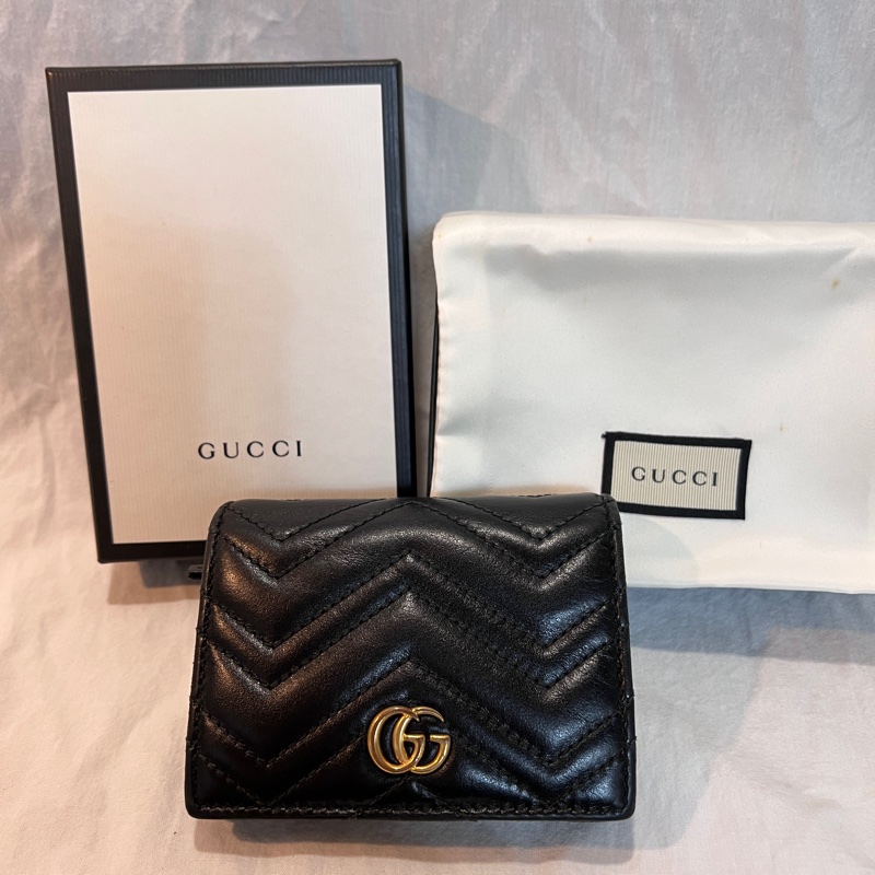 GUCCI GG MARMONT牛皮卡片小短夾(黑色)-7