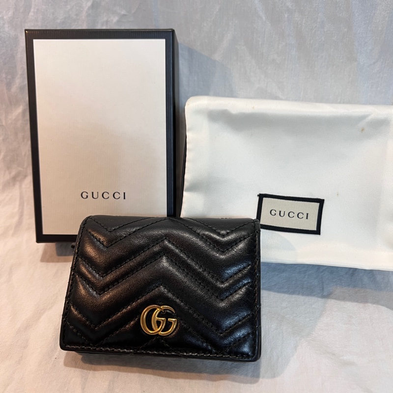 GUCCI GG MARMONT牛皮卡片小短夾(黑色)-8
