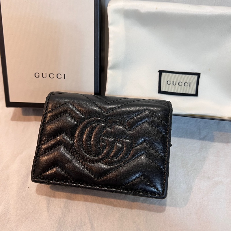 GUCCI GG MARMONT牛皮卡片小短夾(黑色)-11