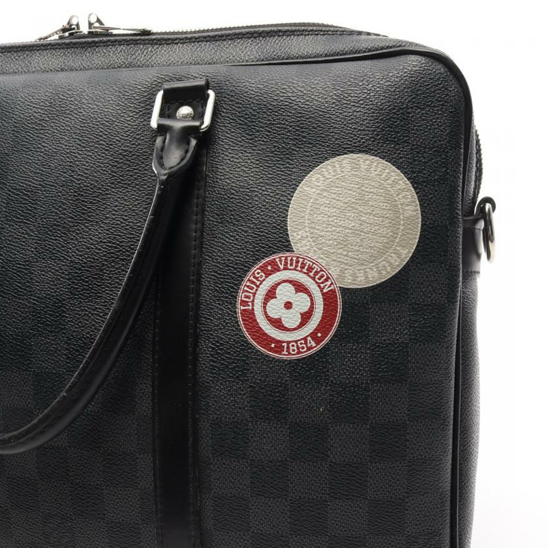 ★限時激安價SALE!!★ 【日本直送】 中古LOUIS VUITTON[B]Porte-Documents Voyage PM  老花 公文包 商務包 PVC 真皮 黑色 多彩色 兩用款-4