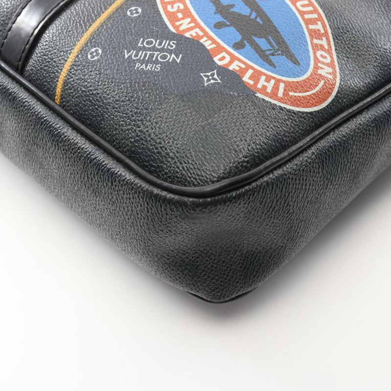 ★限時激安價SALE!!★ 【日本直送】 中古LOUIS VUITTON[B]Porte-Documents Voyage PM  老花 公文包 商務包 PVC 真皮 黑色 多彩色 兩用款-6