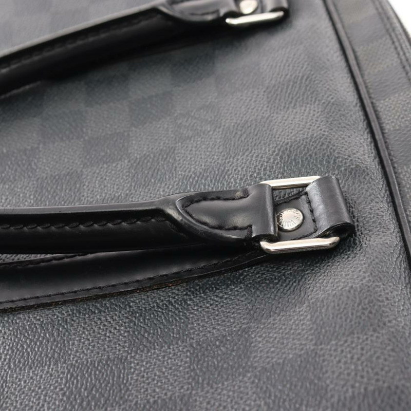 ★限時激安價SALE!!★ 【日本直送】 中古LOUIS VUITTON[B]Porte-Documents Voyage PM  老花 公文包 商務包 PVC 真皮 黑色 多彩色 兩用款-9