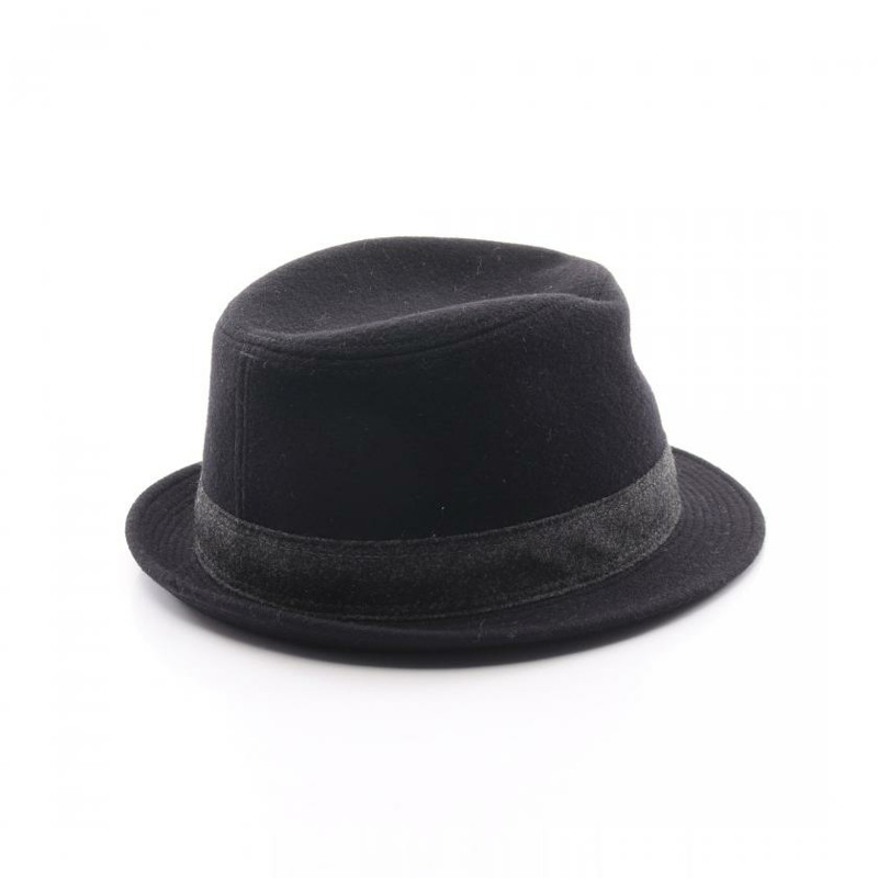 【日本直送】 中古HERMES[B]帽子 羊毛 黑色 灰色-1