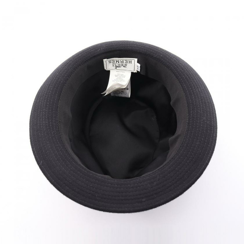 【日本直送】 中古HERMES[B]帽子 羊毛 黑色 灰色-2
