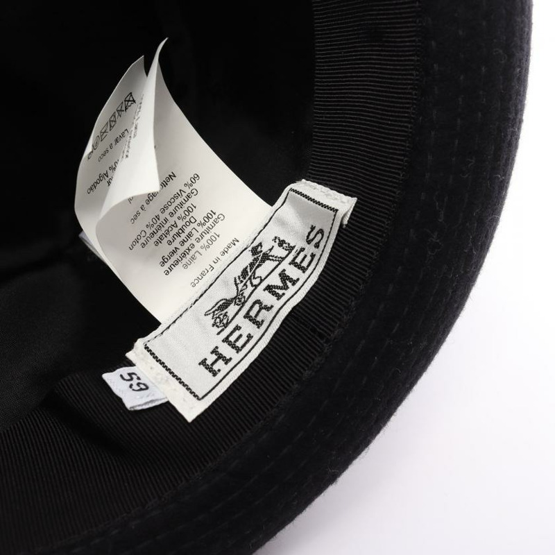 【日本直送】 中古HERMES[B]帽子 羊毛 黑色 灰色-3
