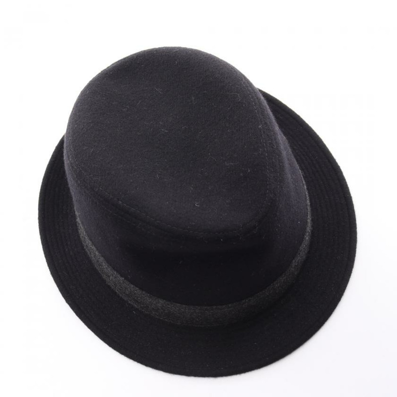 【日本直送】 中古HERMES[B]帽子 羊毛 黑色 灰色-6