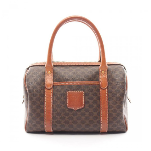 【日本直送】 中古CELINE[BC]Macadam 手提包 迷你波士頓包 PVC 真皮 深棕色 棕色