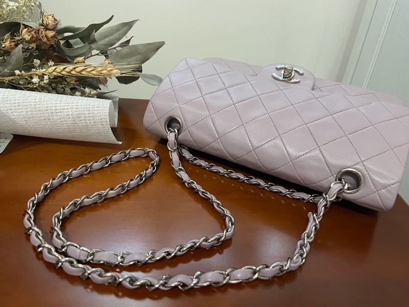 CHANEL CF23銀鍊粉灰紫極美極溫柔極稀有色-3