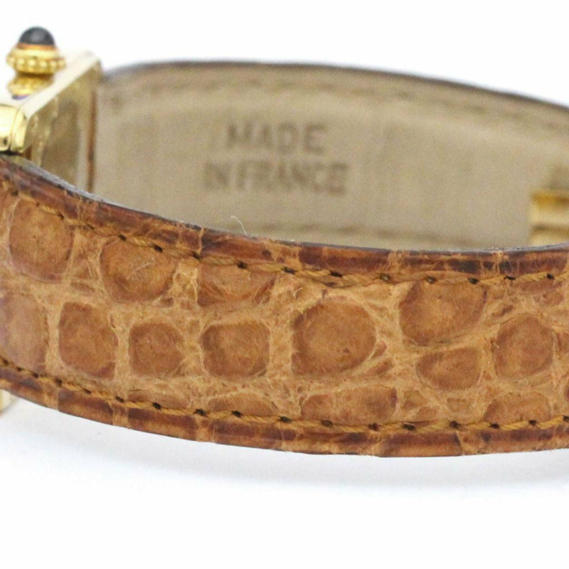 【日本直送】卡地亞 Must Tank 鍍金皮革石英男女通用手錶 BF560096-2