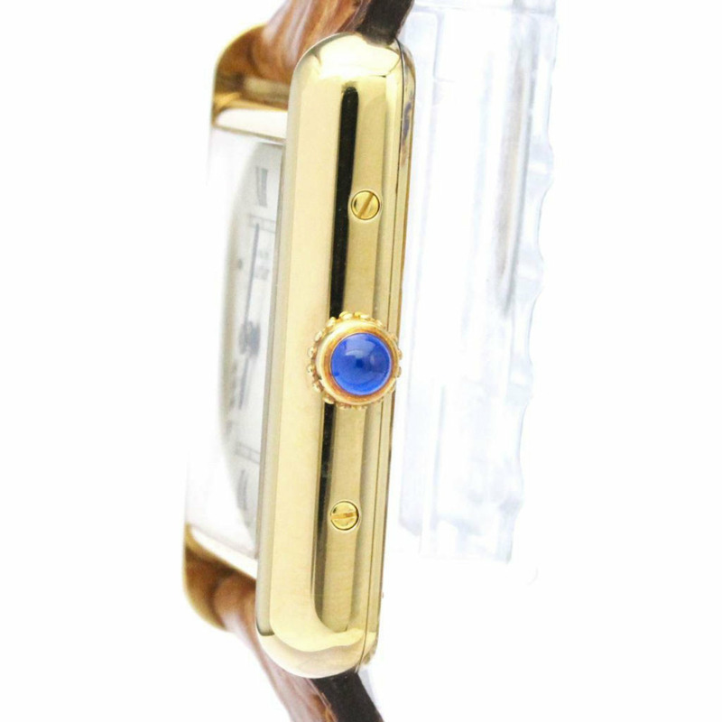 【日本直送】卡地亞 Must Tank 鍍金皮革石英男女通用手錶 BF560096-3