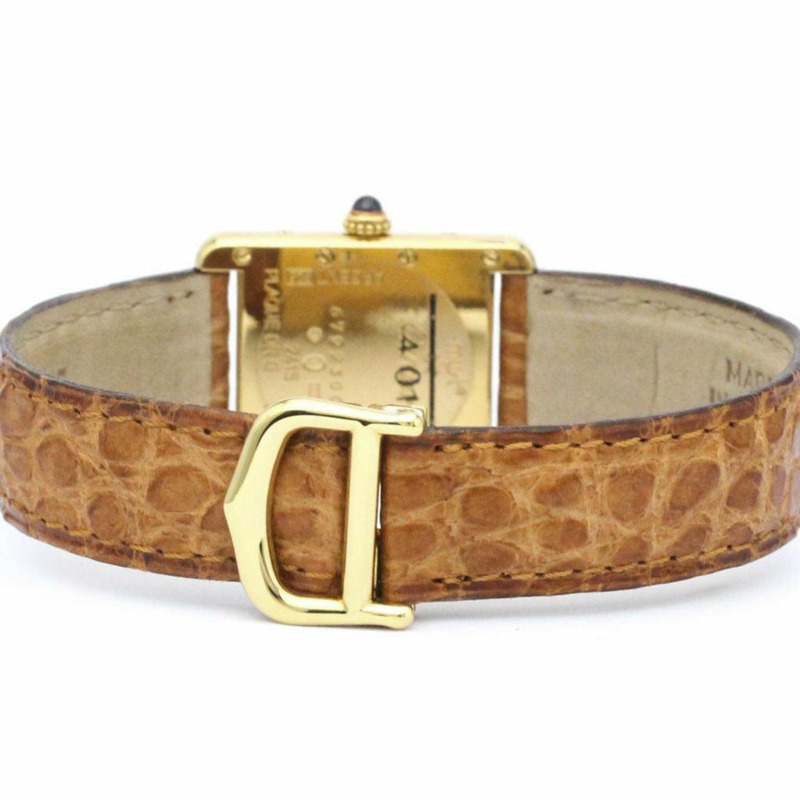 【日本直送】卡地亞 Must Tank 鍍金皮革石英男女通用手錶 BF560096-4