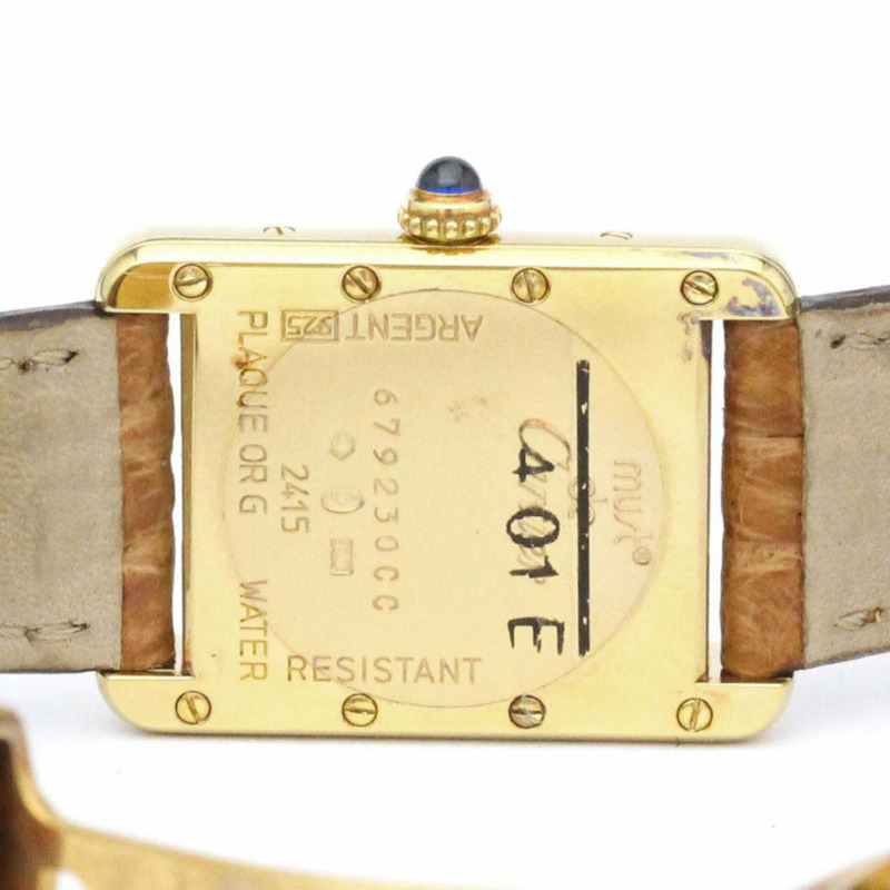 【日本直送】卡地亞 Must Tank 鍍金皮革石英男女通用手錶 BF560096-5
