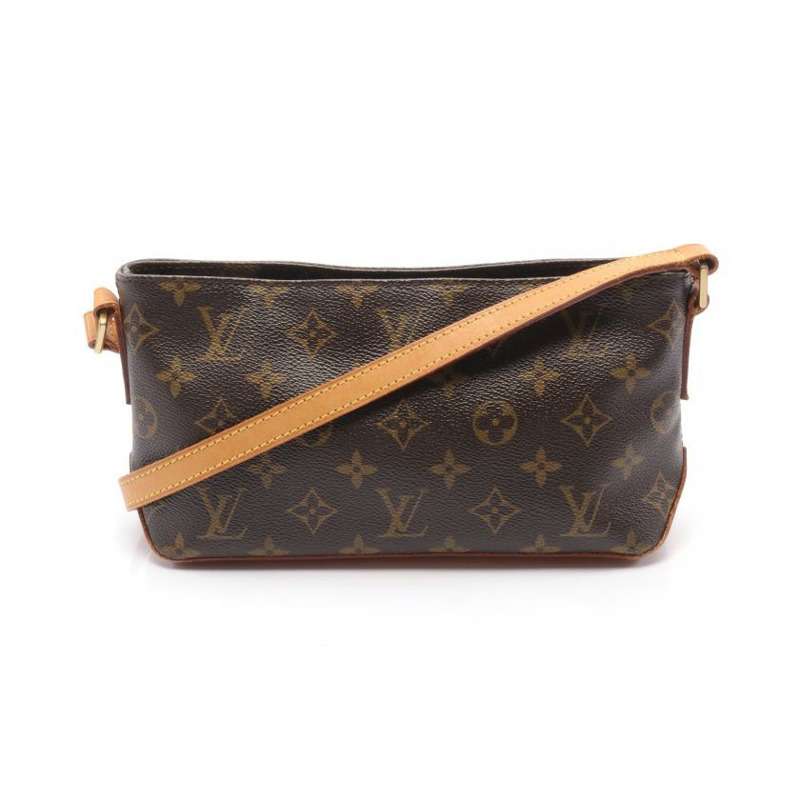   【日本直送】 中古LOUIS VUITTON[BC]Trotter 老花肩包 PVC 真皮 棕色-0