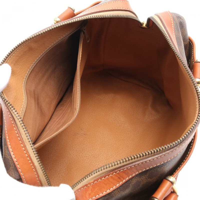 【日本直送】 中古CELINE[BC]Macadam 手提包 迷你波士頓包 PVC 真皮 深棕色 棕色-2