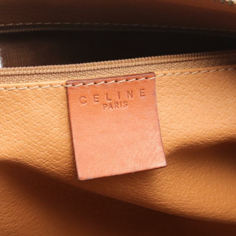 【日本直送】 中古CELINE[BC]Macadam 手提包 迷你波士頓包 PVC 真皮 深棕色 棕色-3