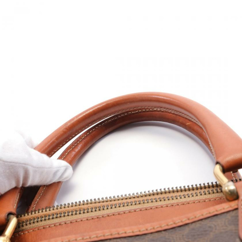 【日本直送】 中古CELINE[BC]Macadam 手提包 迷你波士頓包 PVC 真皮 深棕色 棕色-5