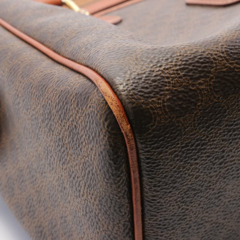 【日本直送】 中古CELINE[BC]Macadam 手提包 迷你波士頓包 PVC 真皮 深棕色 棕色-6