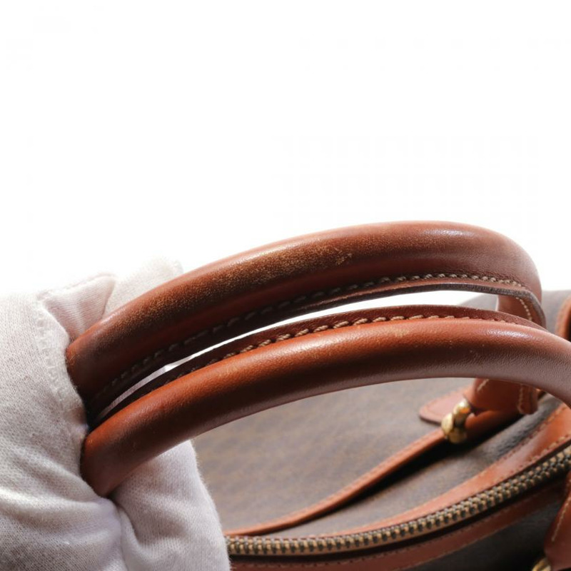 【日本直送】 中古CELINE[BC]Macadam 手提包 迷你波士頓包 PVC 真皮 深棕色 棕色-8