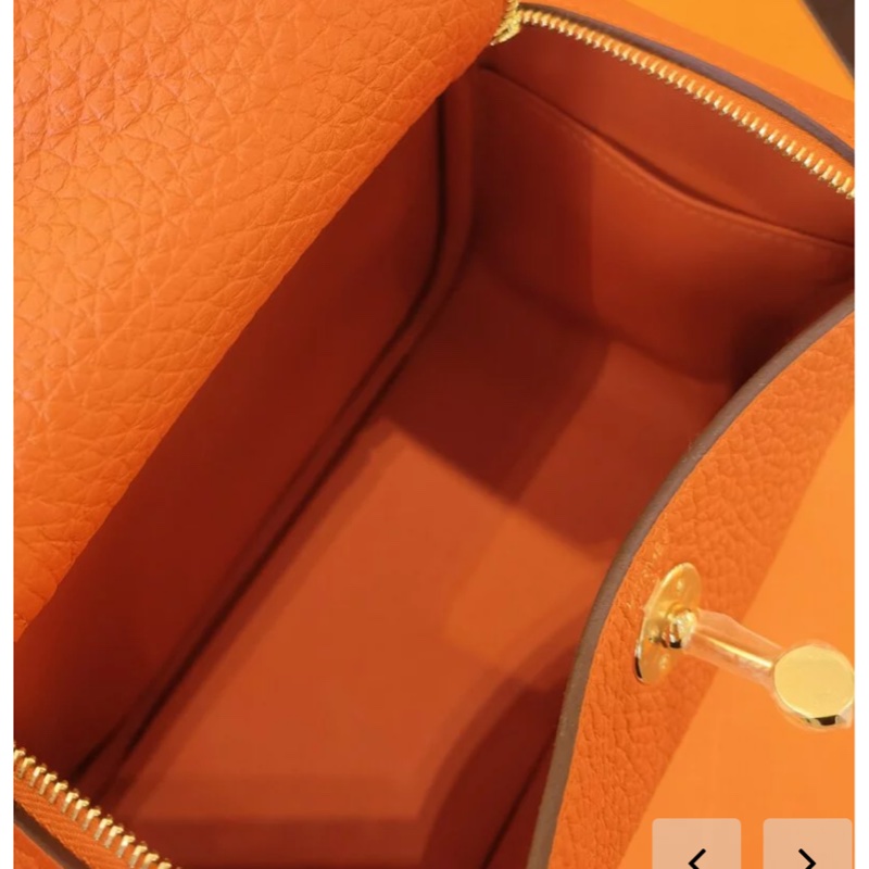 天菜全新大全配✨漢神百貨購證正本Hermes 火紅爆款Mini lindy新色93愛馬仕橘火焰橘搭配金釦2023年最新款-8