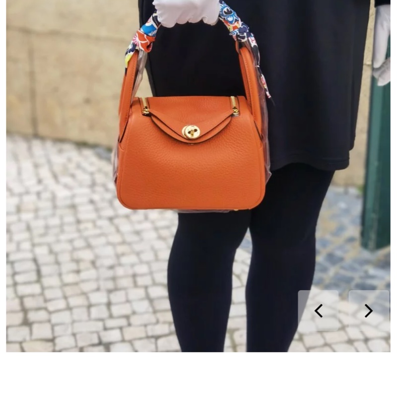 天菜全新大全配✨漢神百貨購證正本Hermes 火紅爆款Mini lindy新色93愛馬仕橘火焰橘搭配金釦2023年最新款-3