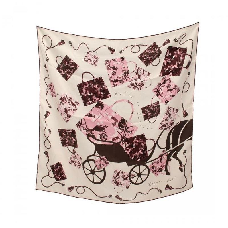 【日本直送】 中古HERMES[BC]方巾70 「Kelly en Caleche」 絲巾 絲 白色 多彩色-0