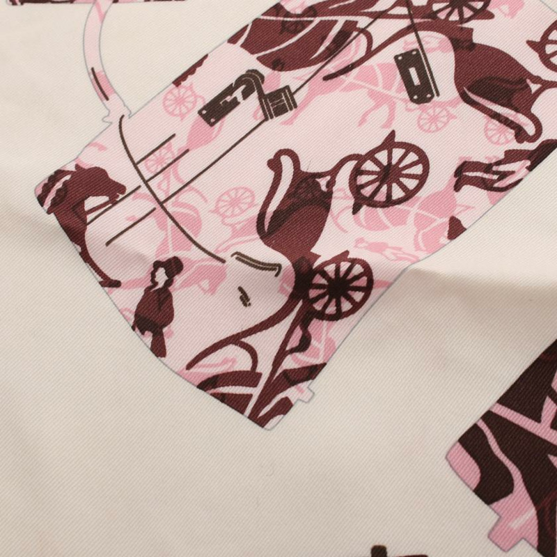 【日本直送】 中古HERMES[BC]方巾70 「Kelly en Caleche」 絲巾 絲 白色 多彩色-5