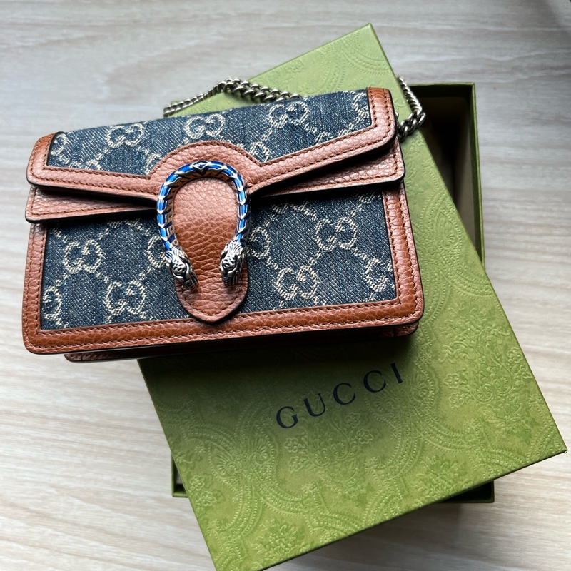 Gucci 經典 Dionysus系列 牛仔 酒神包 mini 丹寧藍-0