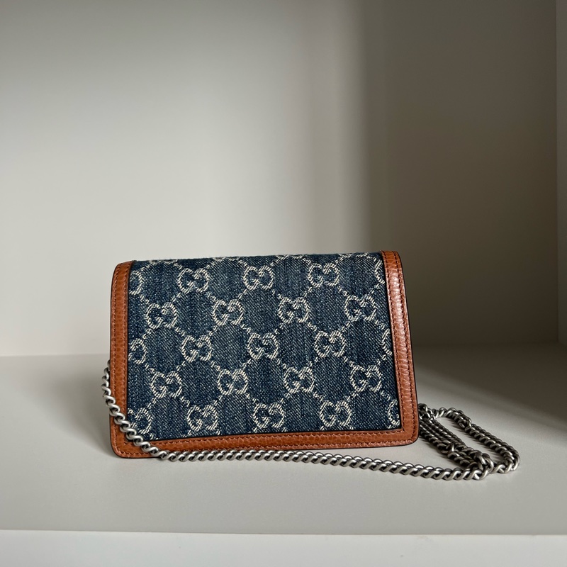 Gucci 經典 Dionysus系列 牛仔 酒神包 mini 丹寧藍-7