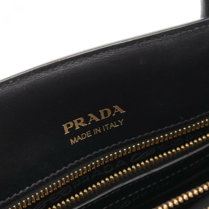 【日本直送】 中古PRADA[BC]SAFFIANO CUIR C Bibliotheque手包 十字紋皮革 皮革 黑色 紅色 兩用款-3