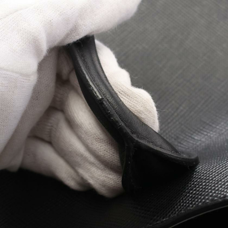 【日本直送】 中古PRADA[BC]SAFFIANO CUIR C Bibliotheque手包 十字紋皮革 皮革 黑色 紅色 兩用款-7