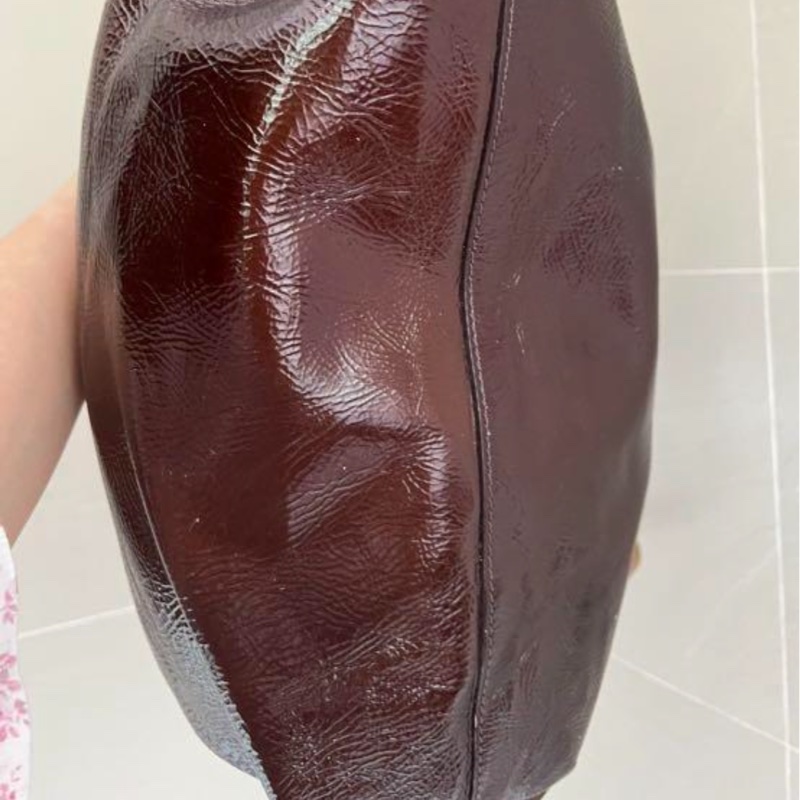 清倉促銷！Prada亮皮漸層咖啡色手提肩背包-3